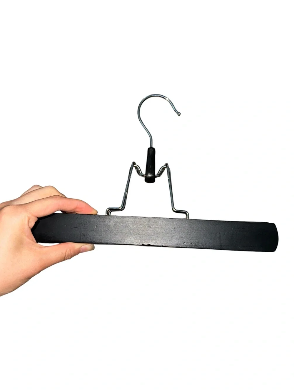 Amazon 7 Pack WOODEN Pants skirt Hangers Clips Black Non-Slip 360° Swivel Hook